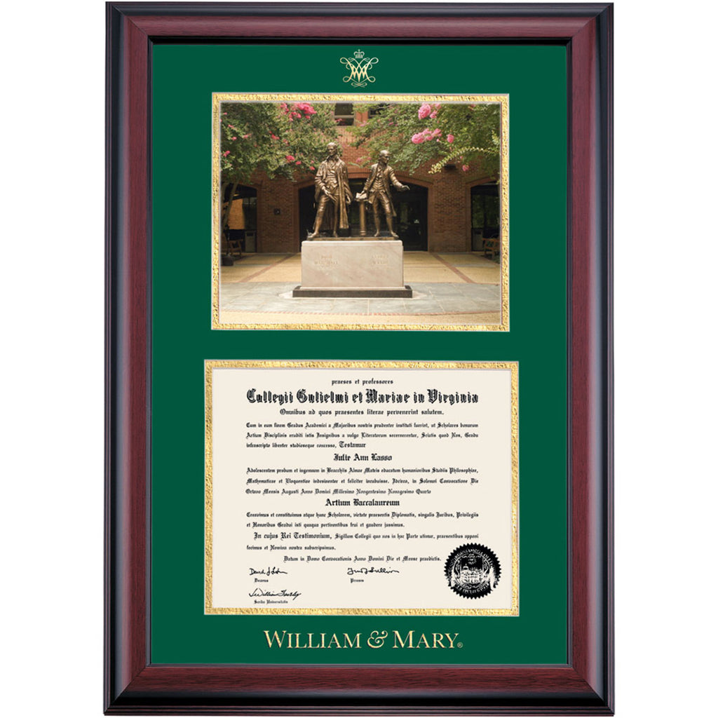 William & Mary Premier the MarshallWythe Statues Diploma Frame Dorm