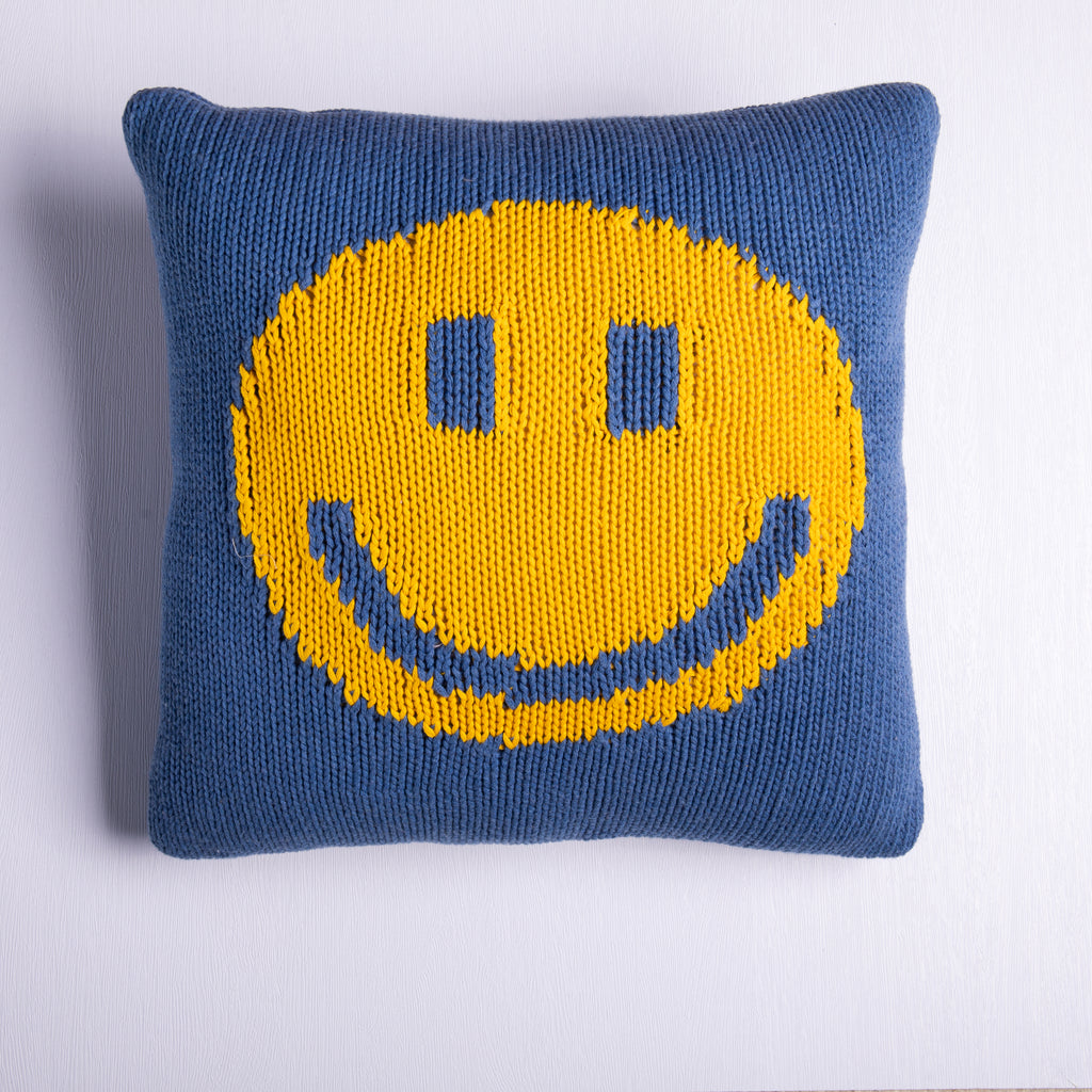 Smiley Knit Square Pillow Dorm Essentials Dormify