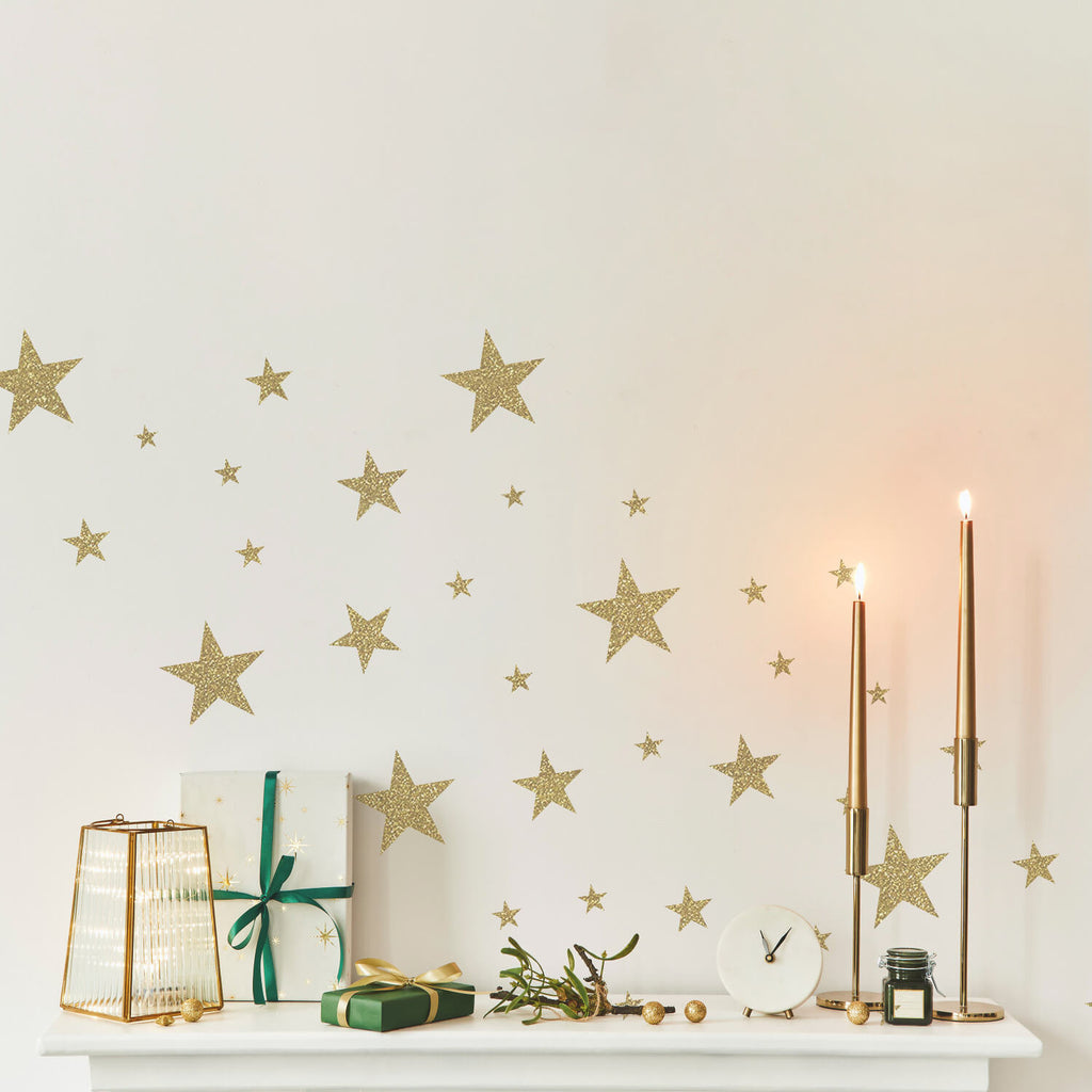 Glitter Stars Wall Decals Dorm Essentials Gold Dormify