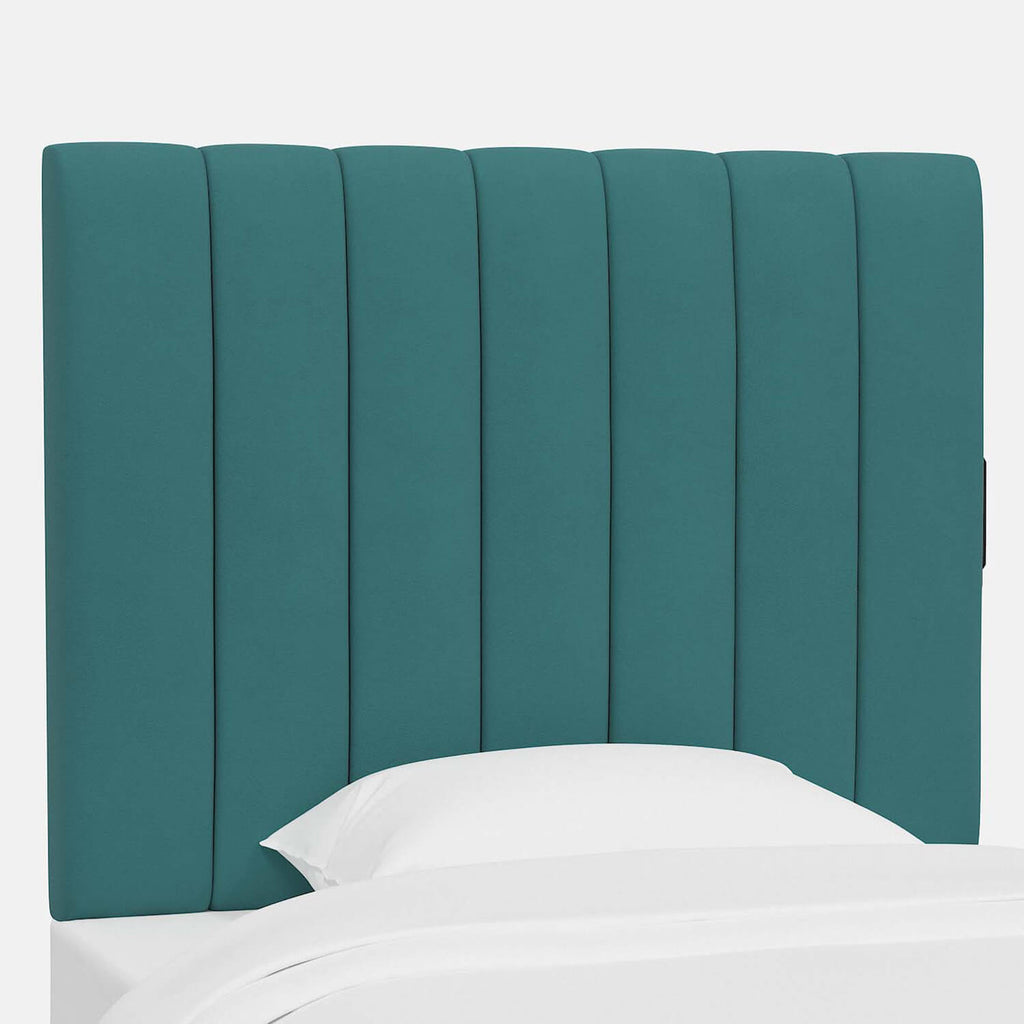 Sydney Velvet Charging Channeled Headboard Dorm Essentials White