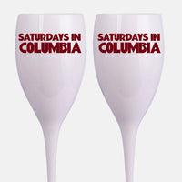 South Carolina, College Town Saturdays Plastic Champagne Flutes, Set of 2