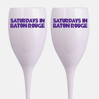 LSU, College Town Saturdays Plastic Champagne Flutes, Set of 2