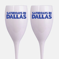 SMU, College Town Saturdays Plastic Champagne Flutes, Set of 2