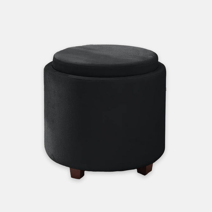 Round Linen Storage Ottoman With Table Top Lid Dormify