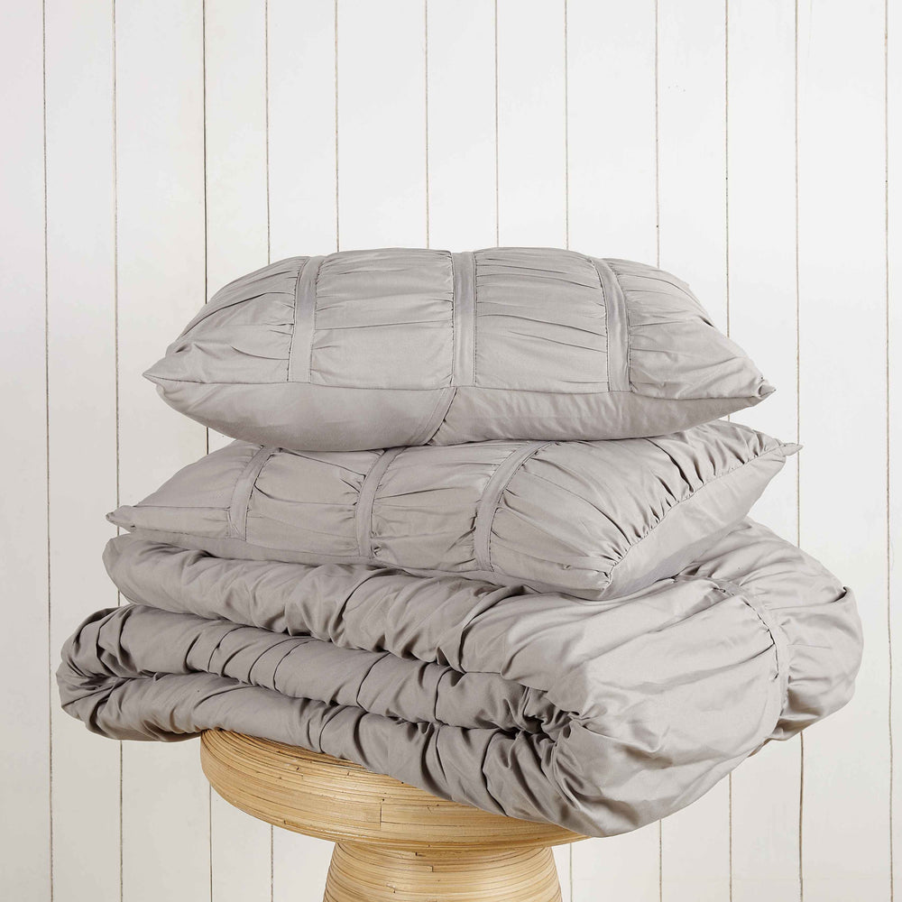 Ruched Comforter and Sham Set Dorm Essentials Light Grey / Twin XL Dormify