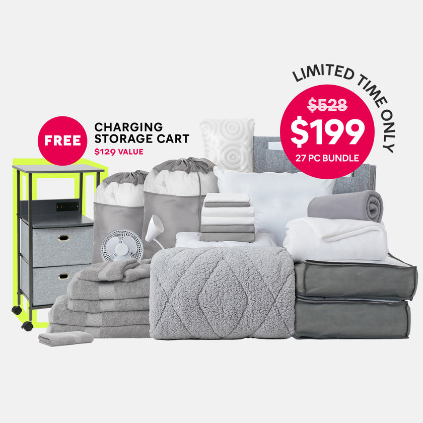 Core 27Piece Dorm Bundle Dorm Essentials Grey Dots Dormify
