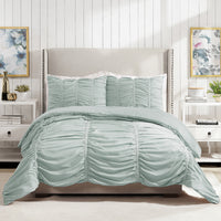 Ruched Comforter and Sham Set | Dorm Essentials - Mint Green / Twin XL ...