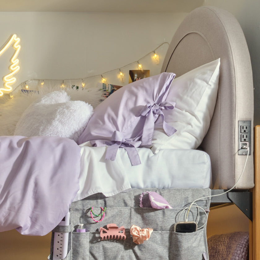 Riley Charging Round Headboard Dorm Essentials Grey Linen / Twin/Twin XL Dormify