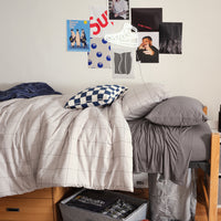 Jackson Grid Comforter Comforter and Sham Set | Dorm Essentials - Grey ...