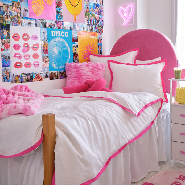 White sheets on sale with pink trim
