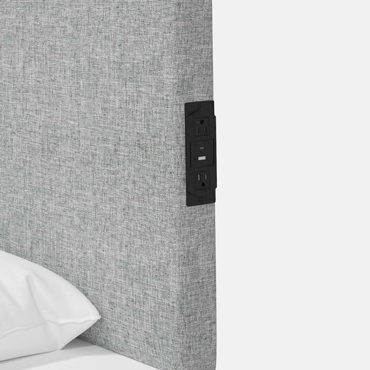 Dormify Monroe Linen Blend Charging Headboard Dorm Essentials Light Grey / Twin/Twin XL