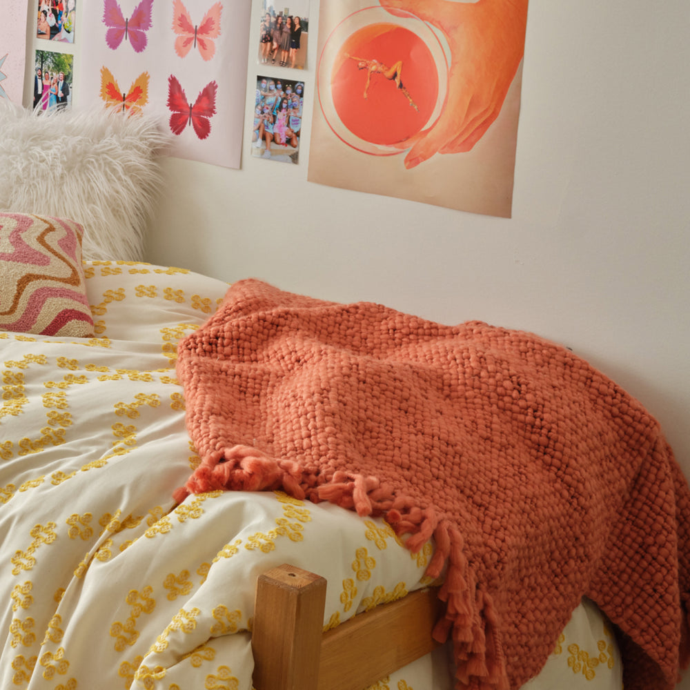 Emme Chunky Knit Throw Blanket Terracotta Dormify