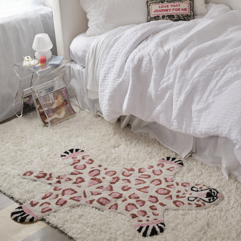 Cheetah Shaped Accent Rug Dorm Essentials Pink Dormify