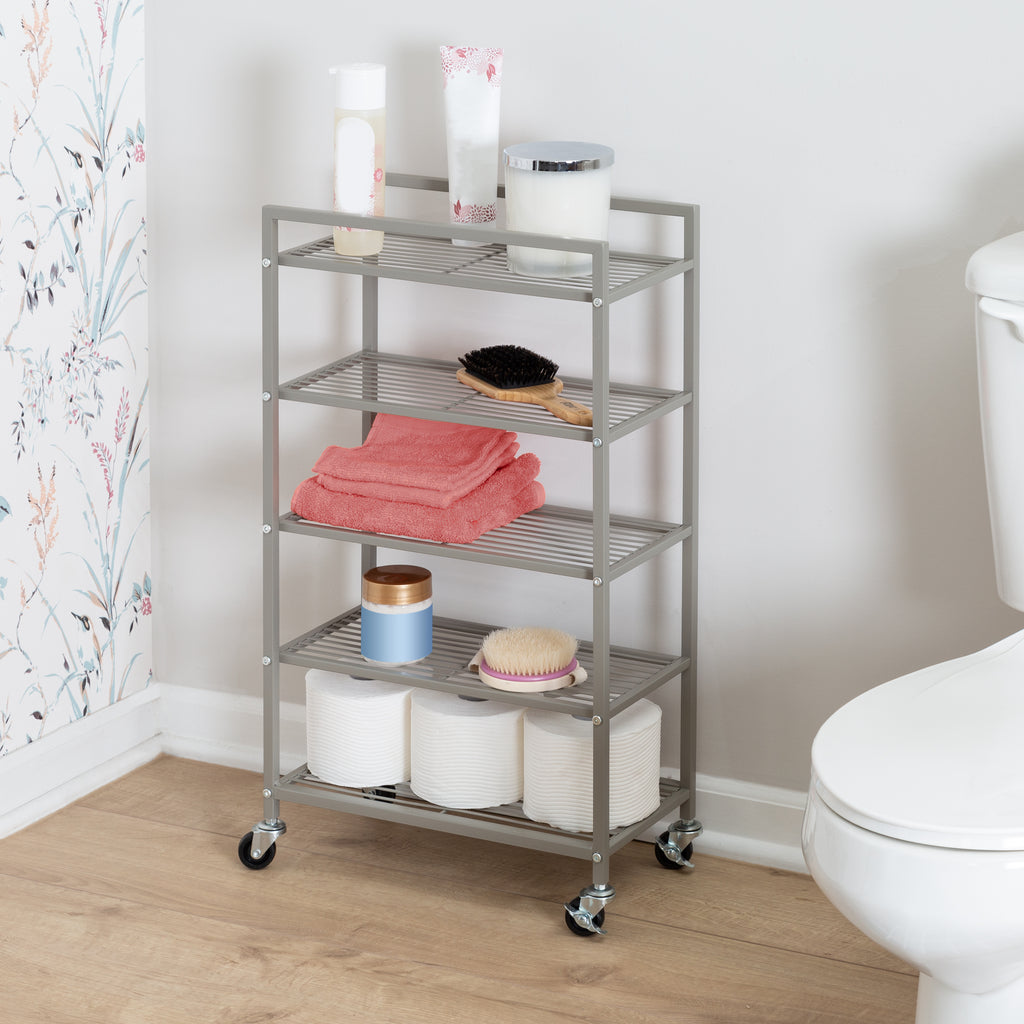 5 Tiers Rolling Bathroom Steel Storage Cart Dorm Essentials Dormify