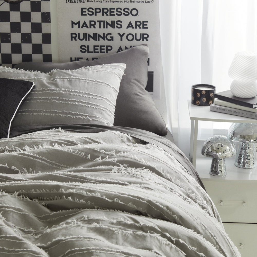 Dormify Eyelash Fringe Comforter and Sham set Dorm Essentials Sky