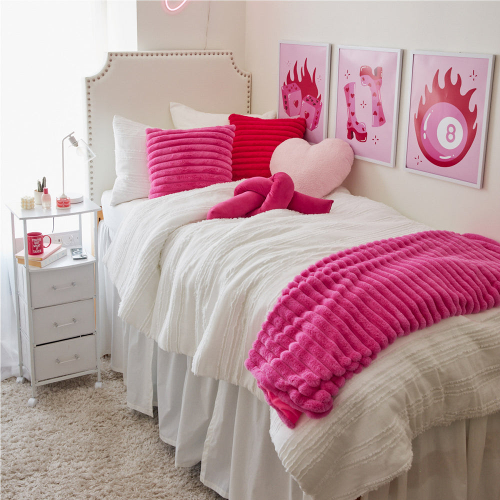 Jamie Plush Ribbed Square Pillow Dorm Essentials Moss Dormify