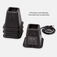 5.5-Inch Black Square Charging Bed Risers