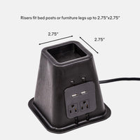 5.5-Inch Black Square Charging Bed Risers