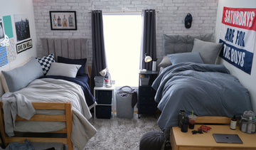 grey inspired dorm room