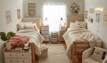 neutral inspired dorm room