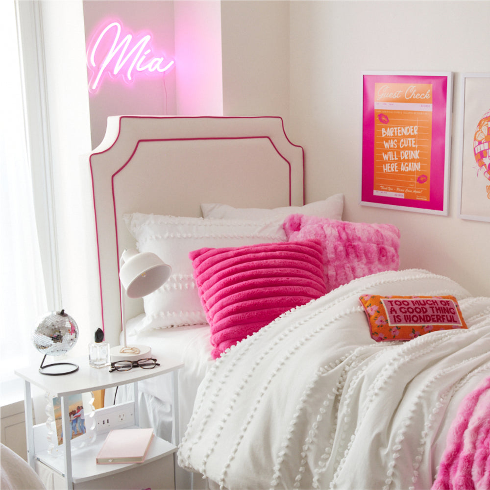 Emily Charging Piped Headboard Dorm Essentials Dormify