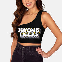 Towson Retro Black One Shoulder Top