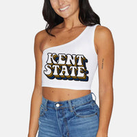 Kent State White One Shoulder Top