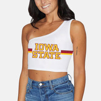 Iowa State White One Shoulder Top