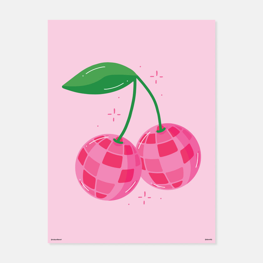 Disco Ball Cherries Print by Ruby Roller Art | Dorm Essentials – Dormify