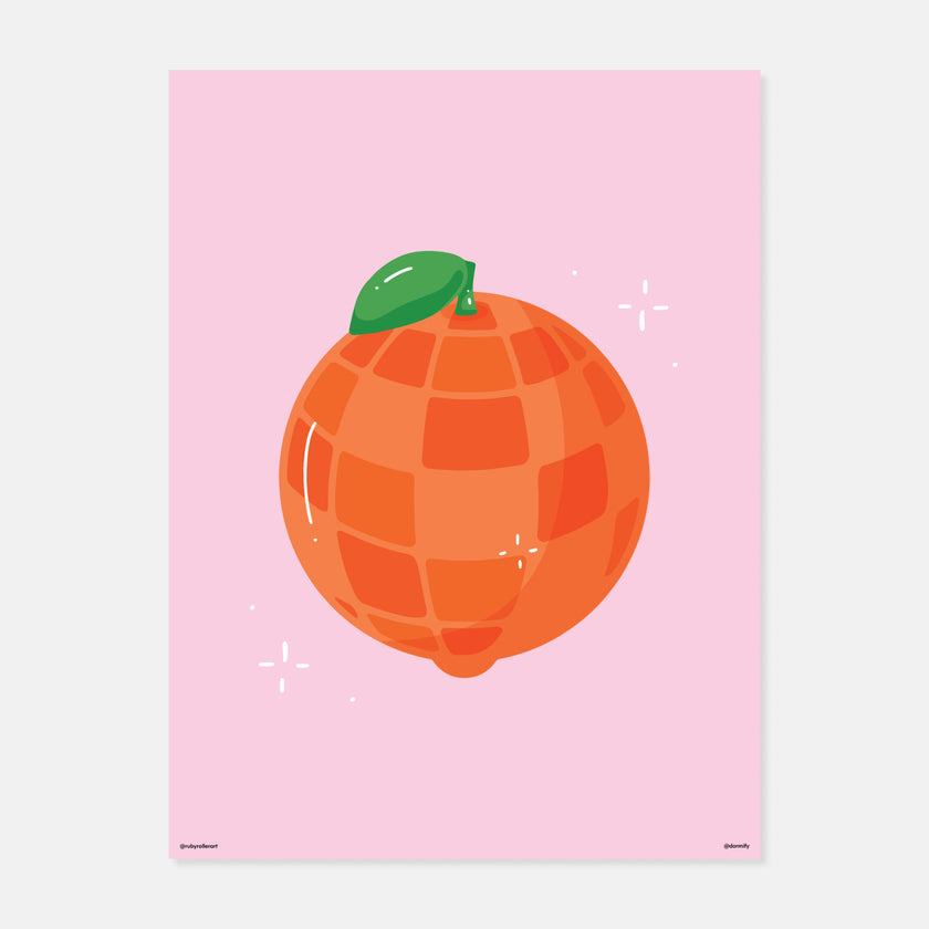 Disco Ball Orange Print by Ruby Roller Art Dorm Essentials Dormify