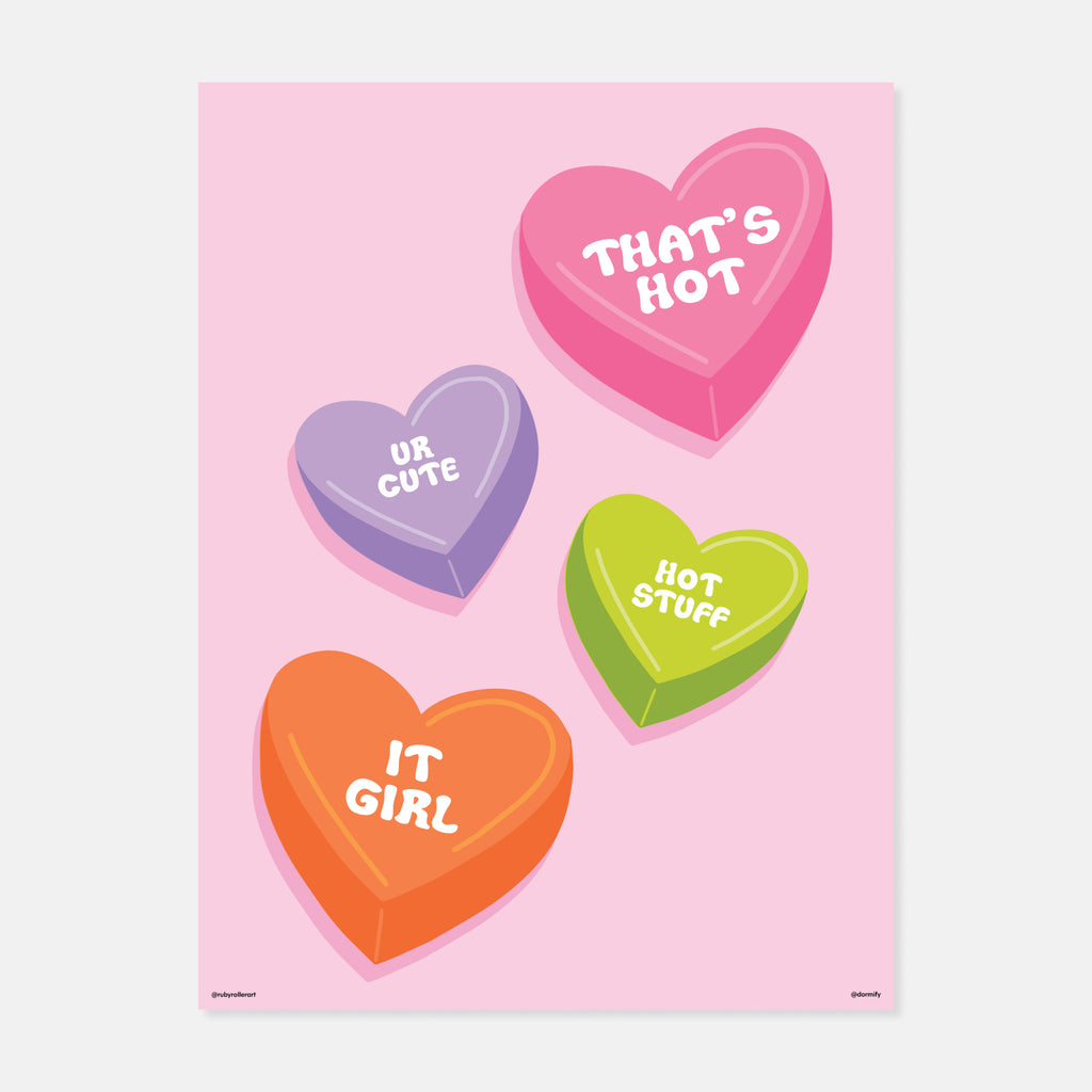 Heart Candies Print by Ruby Roller Art | Dorm Essentials – Dormify