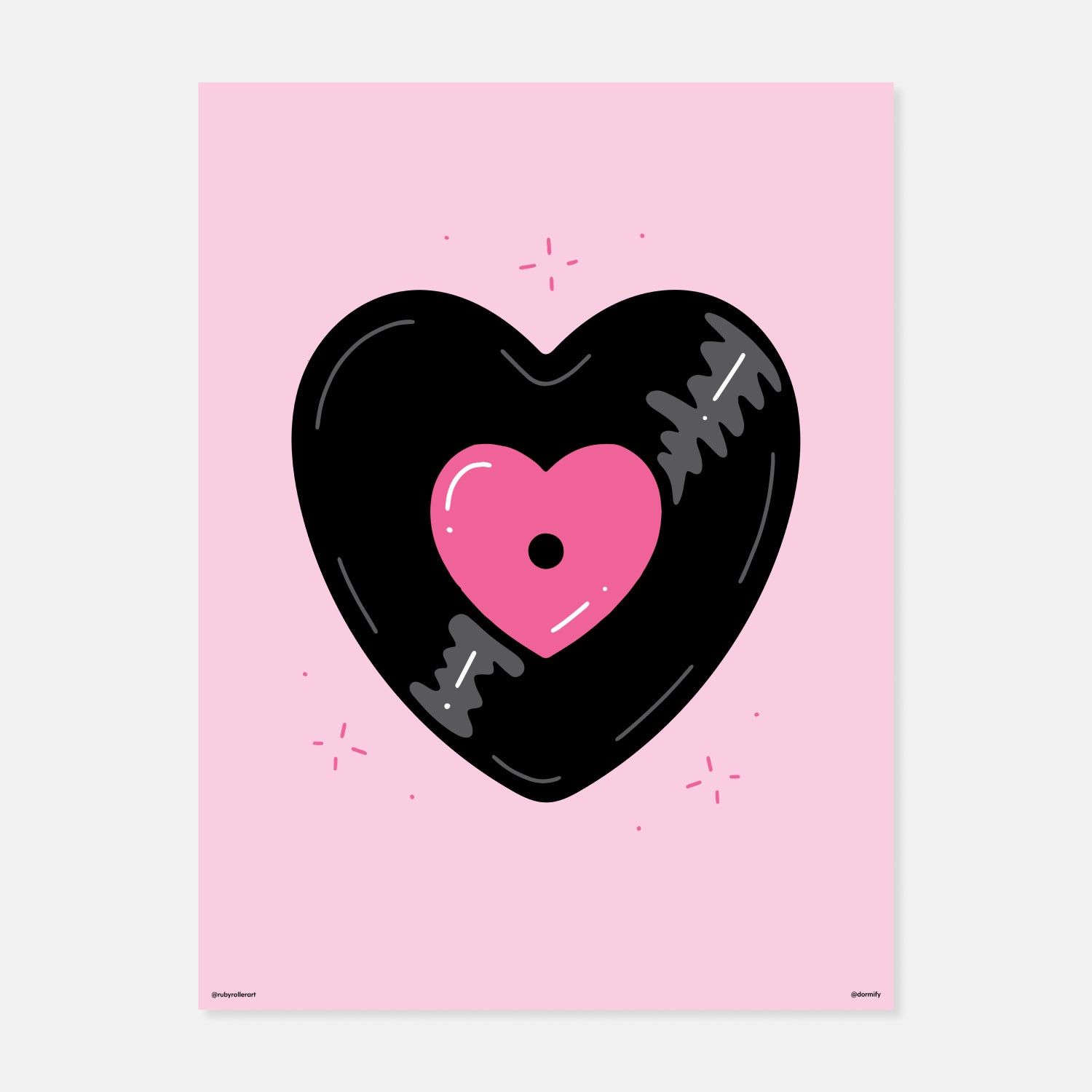 Heart Vinyl Record Print by Ruby Roller Art | Dorm Essentials - Dormify