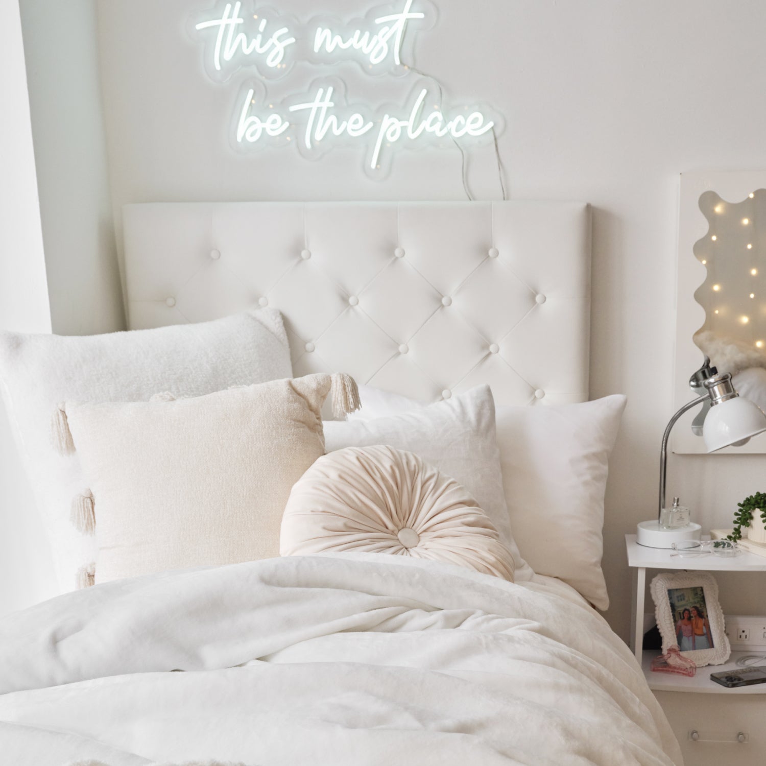 Dormify Pom Pom Stripe Comforter and Sham Set | Dorm Essentials White / Full/Queen