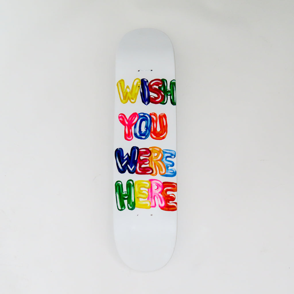 Hand Painted Skateboard Deck Wall Decor Dorm Essentials Neon Text