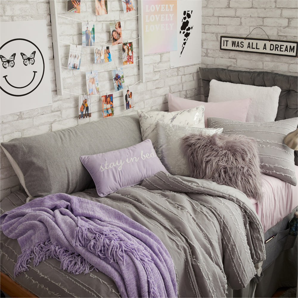 Dormify Eyelash Fringe Comforter and Sham set Dorm Essentials Sky