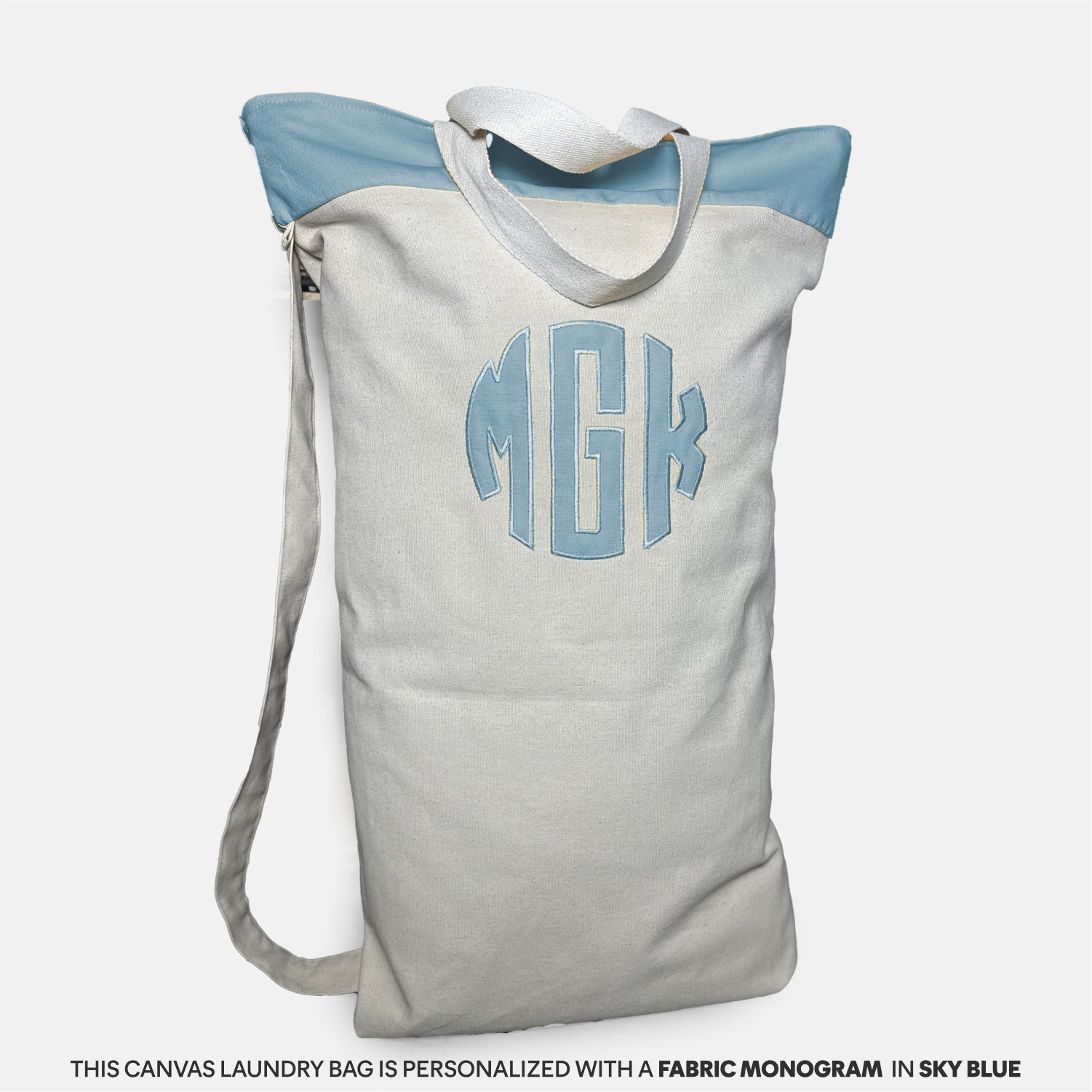 Personalized Laundry Bag Dorm Essentials Sky Blue / Block Monogram