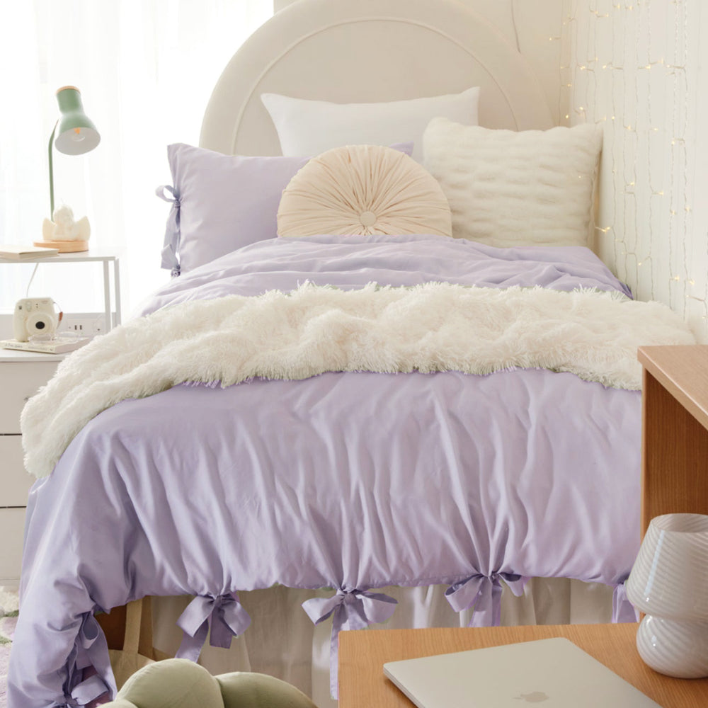 Samantha Tie Knot Duvet Dorm Essentials Lavender / Full/Queen Dormify