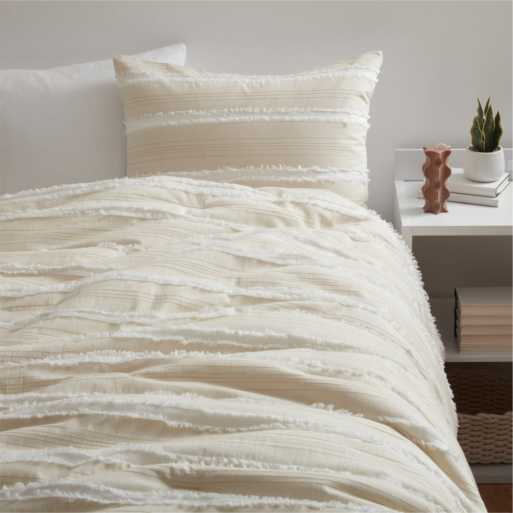 Dormify Eyelash Fringe Comforter and Sham set Dorm Essentials Sky