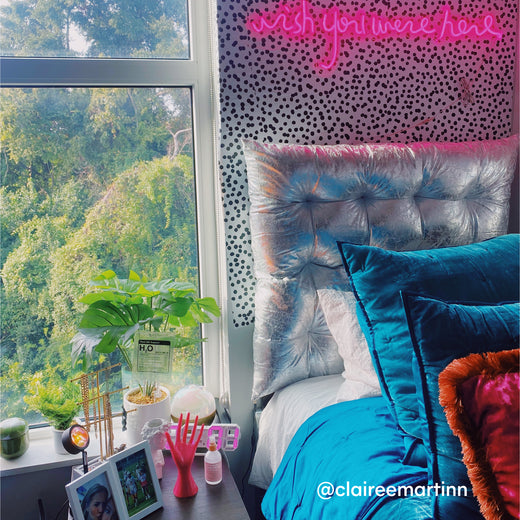 Dormify Silver Twin/Twin XL Metallic Hanging Headboard Pillow Dorm