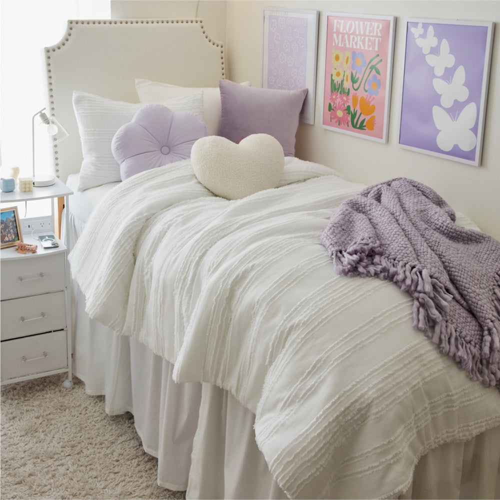 Dormify Eyelash Fringe Comforter and Sham set Dorm Essentials Sky