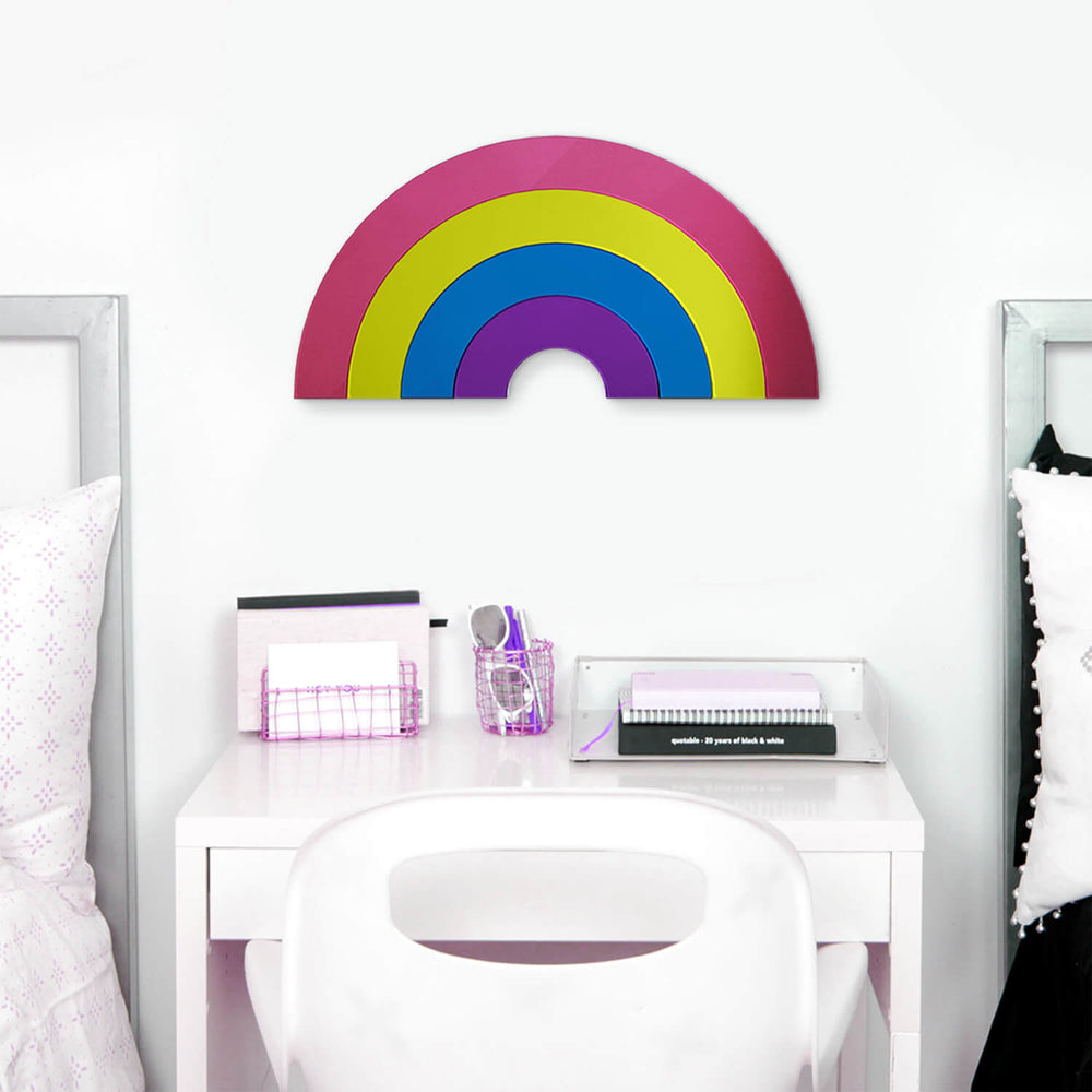 Dormify Mirrored Rainbow Acrylic Wall Art Dorm Essentials 19"x15"x1