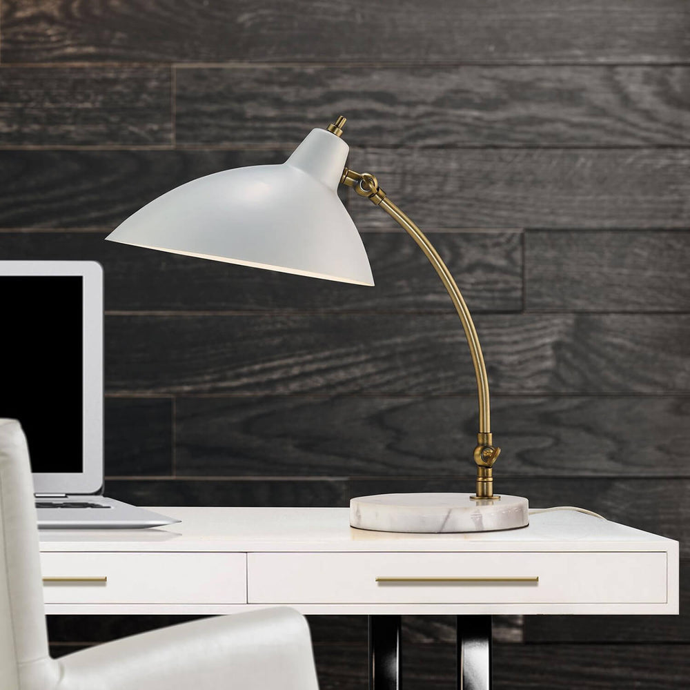 Dormify MidCentury Abstract Oval Metal Shade with Marble Base Desk