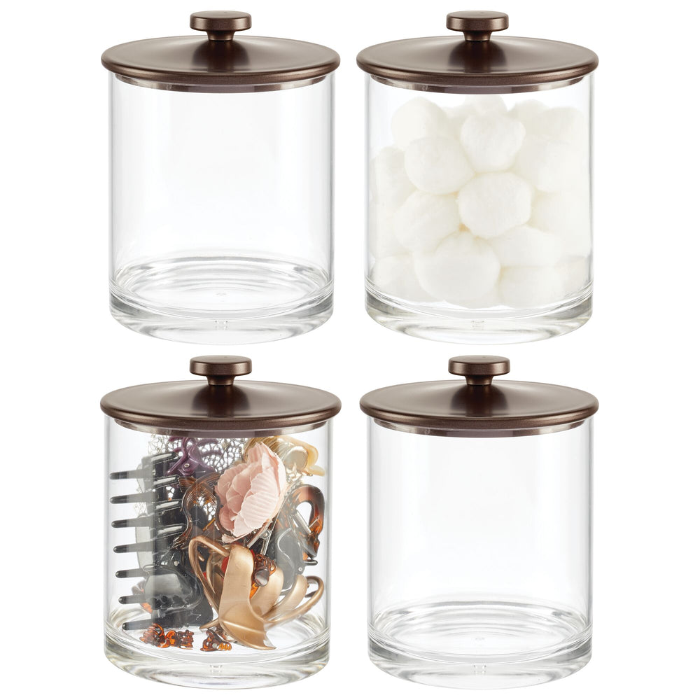 mDesign Bathroom Storage Jar with Lid Brown / Medium Set of 4 Dormify