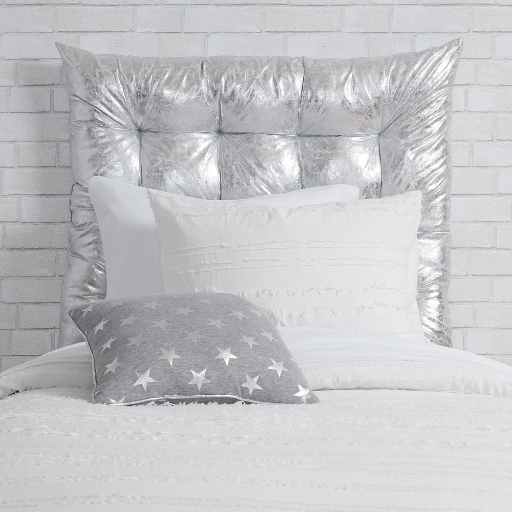 Dormify Silver Twin/Twin XL Metallic Hanging Headboard Pillow Dorm