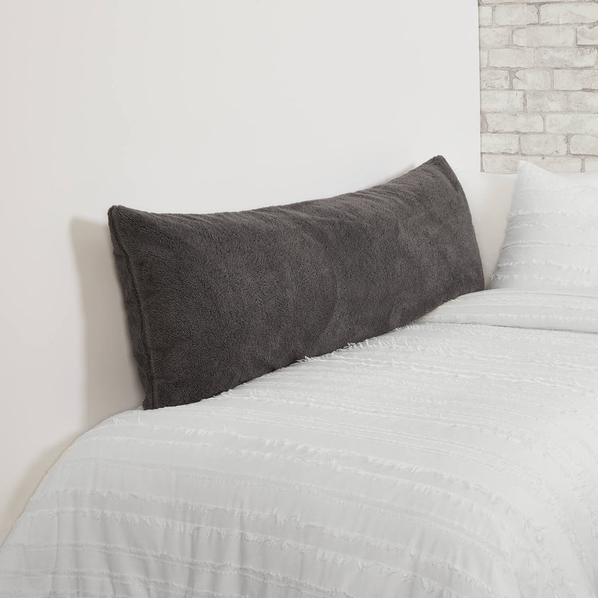 Dormify Sherpa Body Pillow Cover Dorm Essentials Medium Grey Dormify