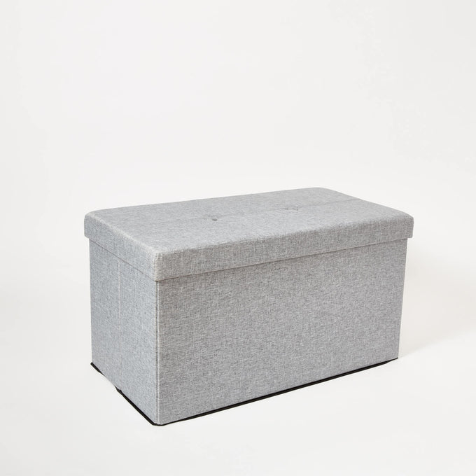 Jessie Collapsible Storage Ottoman Bench Charcoal Grey Dormify