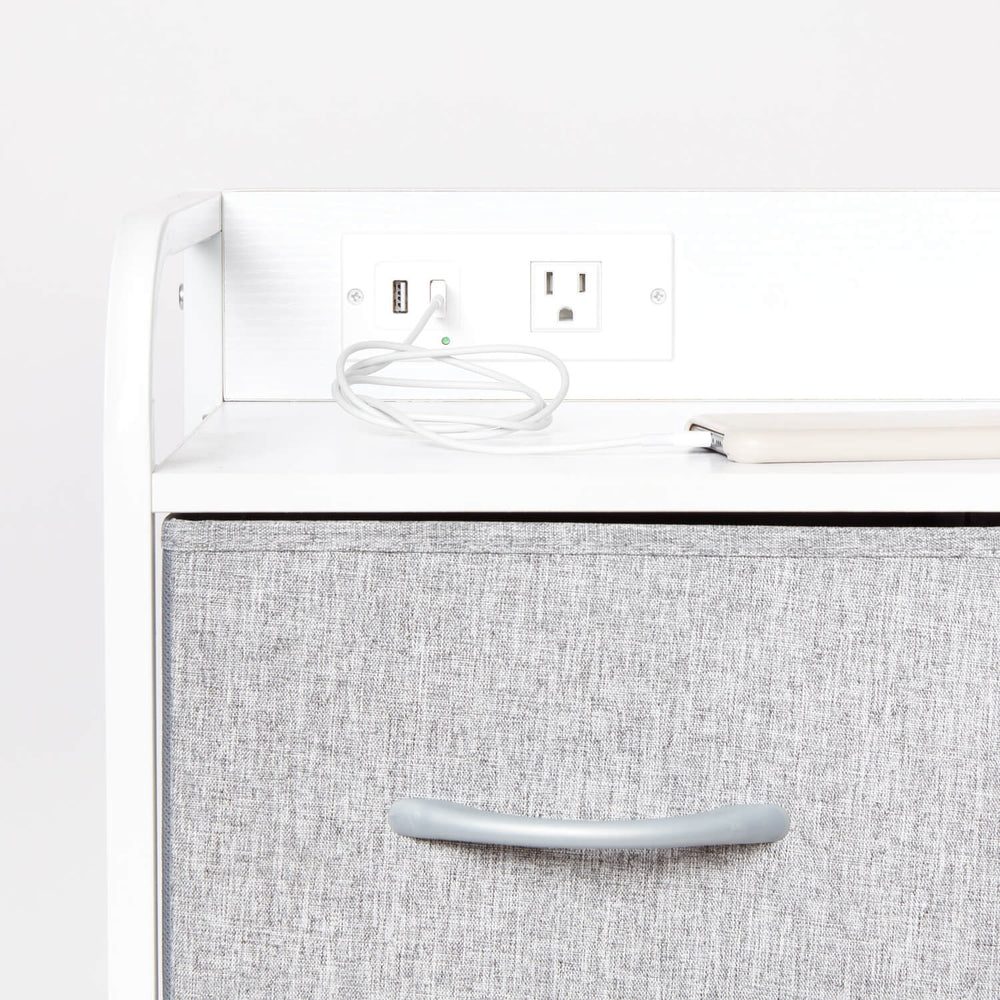 Dormify Charging 6Drawer Storage Unit Dorm Essentials Grey Dormify