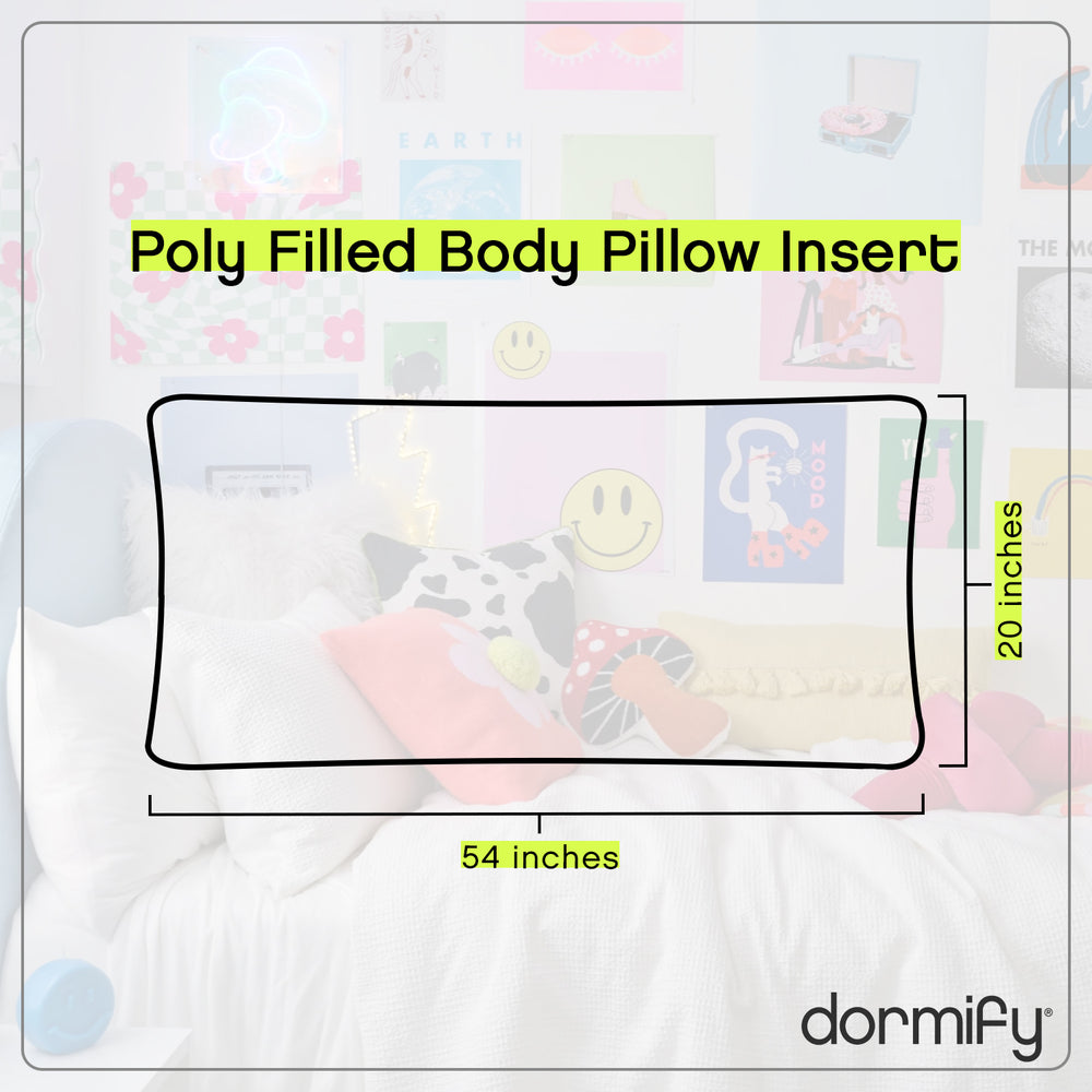Poly Filled Body Pillow Insert, 20x54 White Dormify