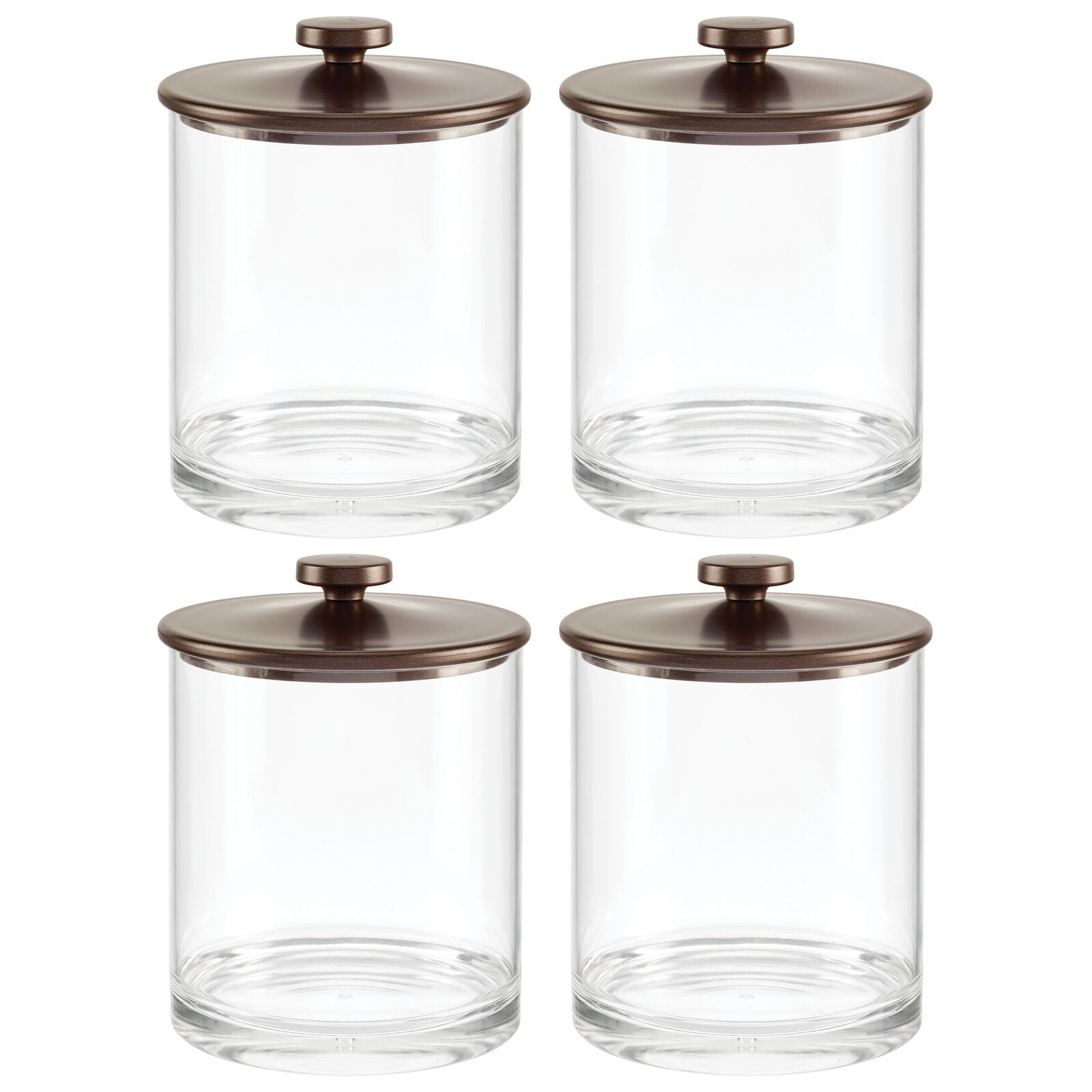 mDesign Bathroom Storage Jar with Lid Brown / Medium Set of 4 Dormify