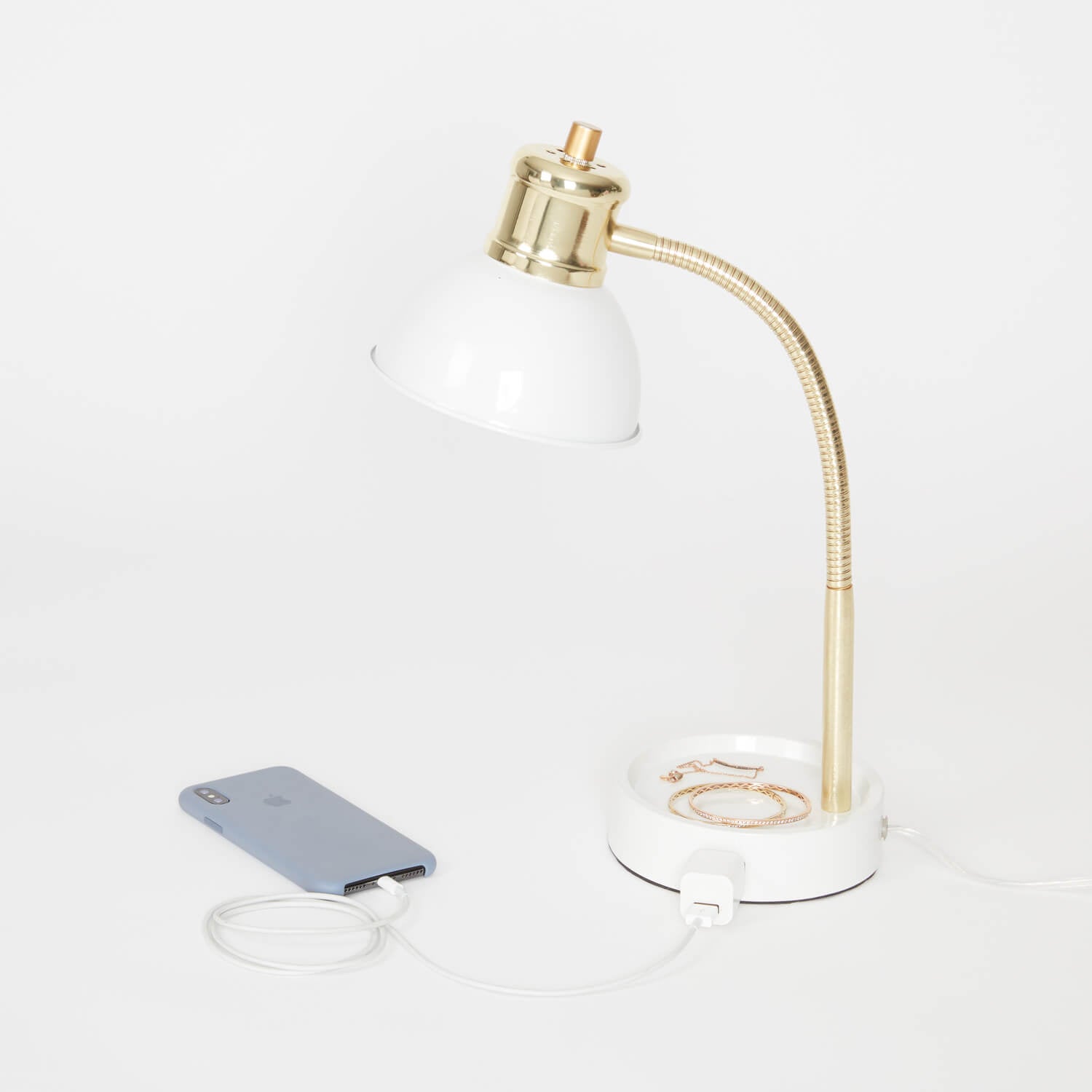 Dormify Charging Two Tone Desk Lamp with Catchall | Dorm Essentials - Gold - Dormify